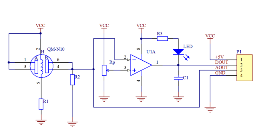 MQ-7一氧化碳传感器模块硬件图